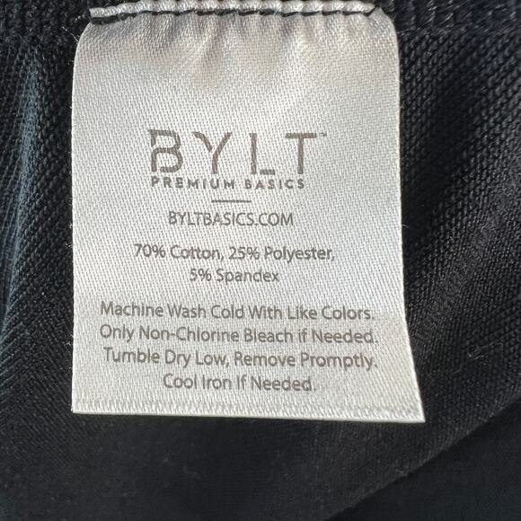 BYLT Premium Drop Cut Lux Black Top Stretch Crew Neck Pullover Tee Size Small S - Picture 4 of 5